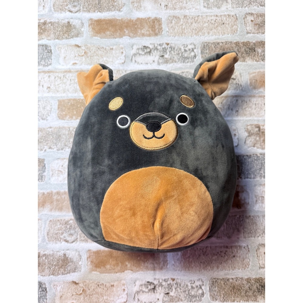 Squishmallows Mateo the Rottweiler Dog 10 Inch Plush Grey Tan Kellytoy Stuffed‎